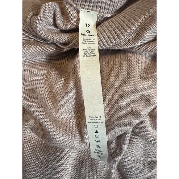 Lululemon Unity Drop Back Sweater Dusty Rose Size 12 - Picture 6 of 6